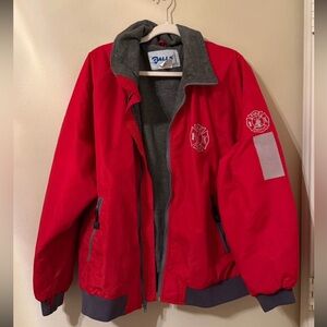 Men’s Fire Rescue Red Bomber Jacket XL Reflective EMS First Responder